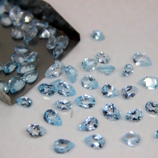 5x7mm Sky Blue Topaz Faceted Pear Loose Gemstones