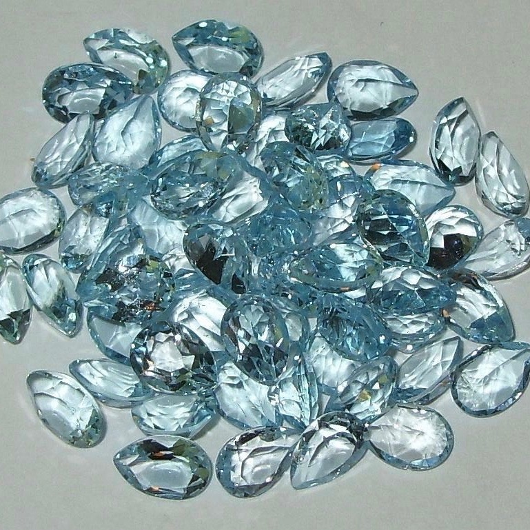 5x8mm Sky Blue Topaz Faceted Pear Loose Gemstones