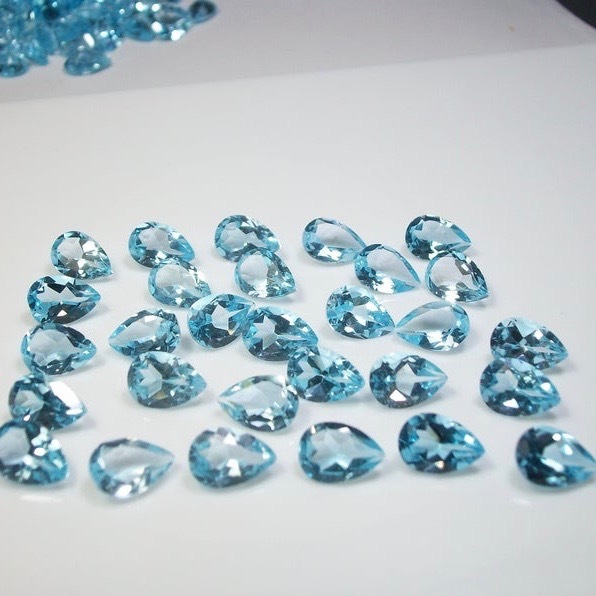 8x12mm Sky Blue Topaz Faceted Pear Loose Gemstones