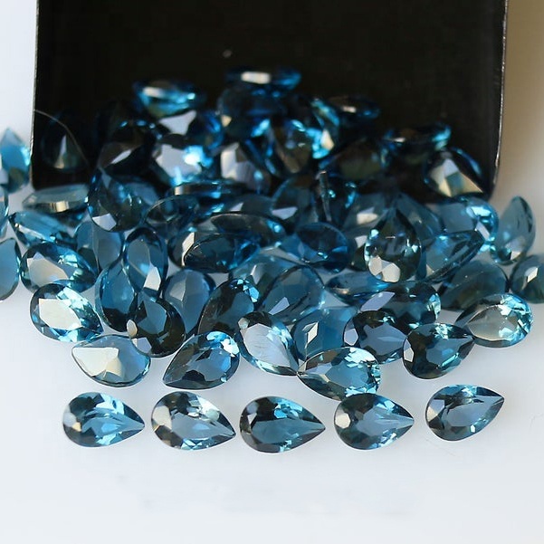 5x7mm London Blue Topaz Faceted Pear Loose Gemstones