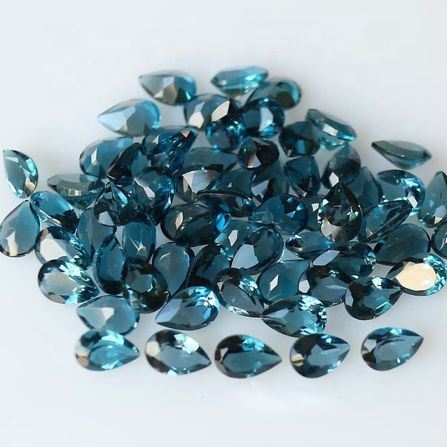 6x9mm London Blue Topaz Faceted Pear Loose Gemstones