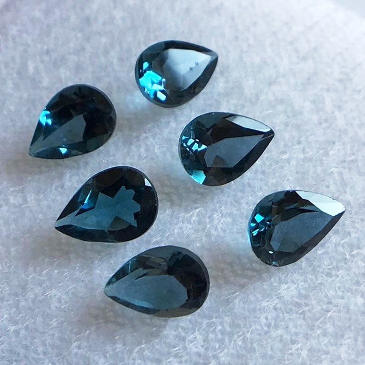 7x10mm London Blue Topaz Faceted Pear Loose Gemstones