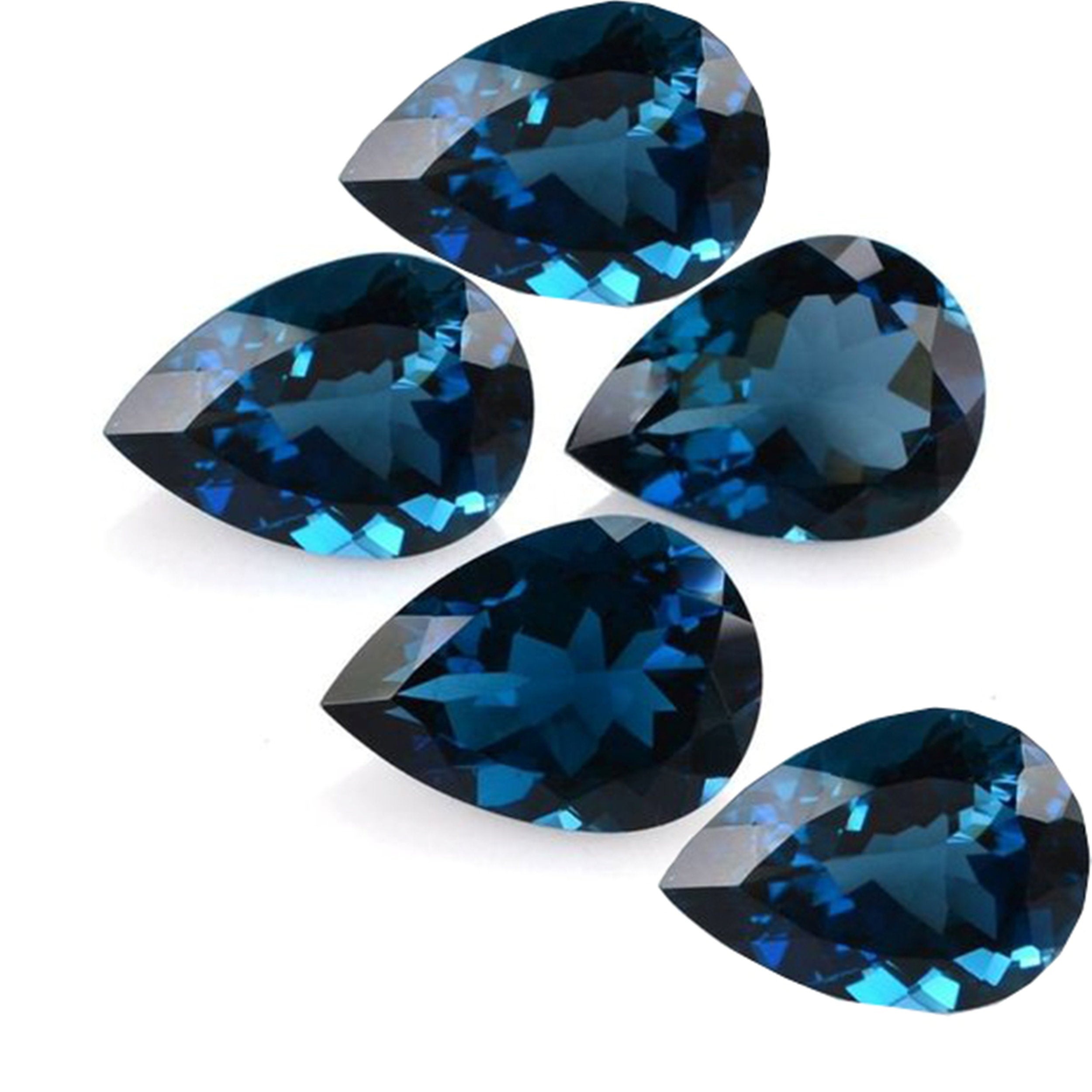 8x12mm London Blue Topaz Faceted Pear Loose Gemstones