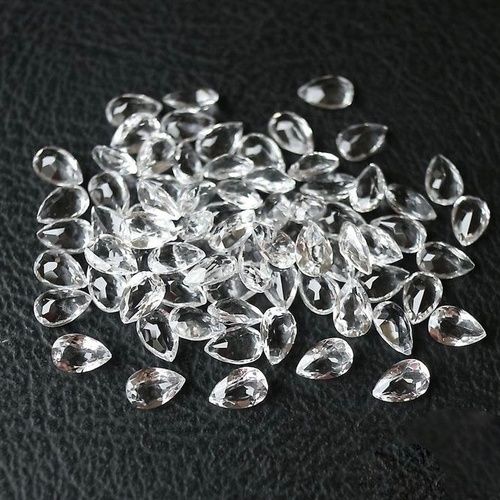 5x7mm White Topaz Faceted Pear Loose Gemstones