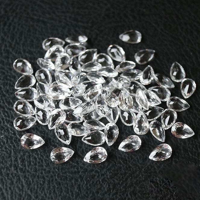 5x8mm White Topaz Faceted Pear Loose Gemstones