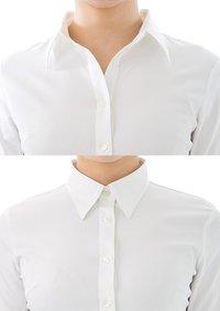 (Premium) Stretch Easy Care/ Bodysuit Shirt/ 3/4 Sleeve/ White