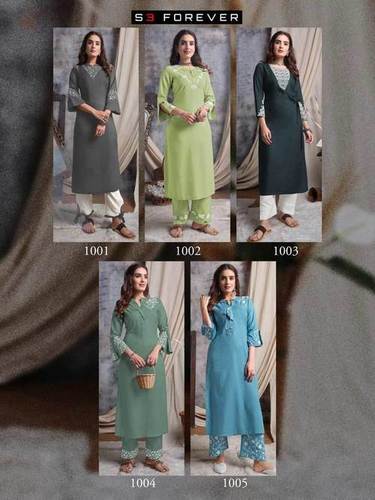 Lucknowi Rayon Long Kurtis - Pure Rayon, 47+ Inch Length, Available In M-3xl | 3-4th Sleeve, Quick Dry, Washable, Printed Design, Ethnic Party Wear