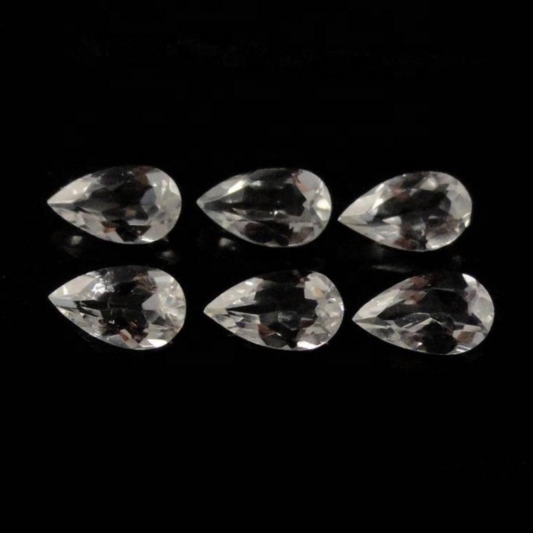 6x9mm White Topaz Faceted Pear Loose Gemstones