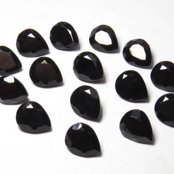 6x9mm Black Onyx Faceted Pear Loose Gemstones