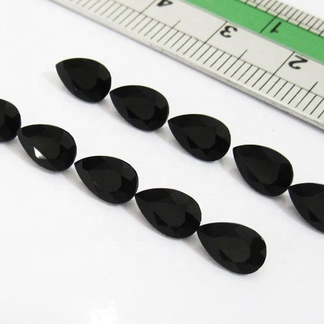 7x10mm Black Onyx Faceted Pear Loose Gemstones