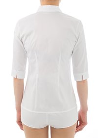 (Premium) Stretch Easy Care/ Bodysuit Shirt/ 1/2 Sleeve White