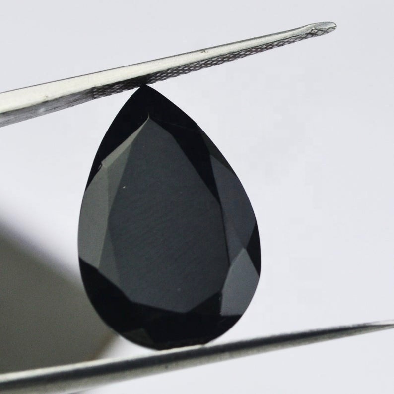 8x12mm Black Onyx Faceted Pear Loose Gemstones
