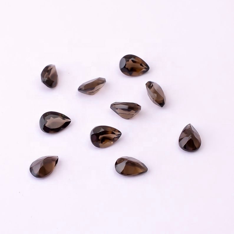 4x6mm Smoky Quartz Faceted Pear Loose Gemstones