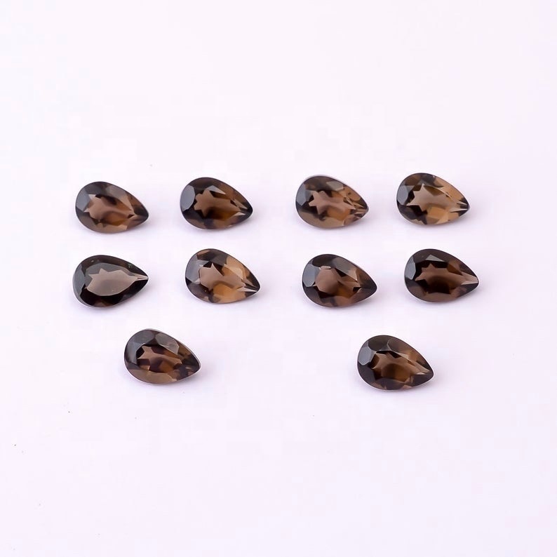 5x7mm Smoky Quartz Faceted Pear Loose Gemstones