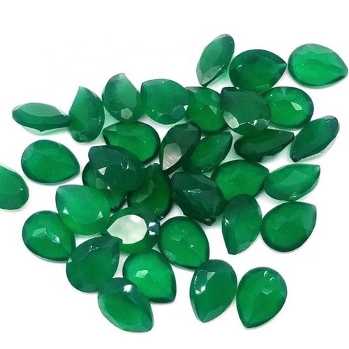 4x6mm Green Onyx Faceted Pear Loose Gemstones