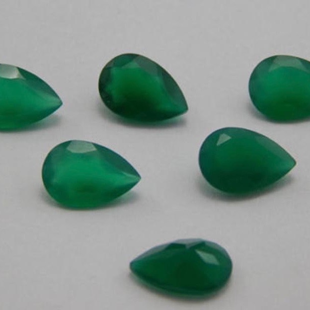 4x6mm Green Onyx Faceted Pear Loose Gemstones