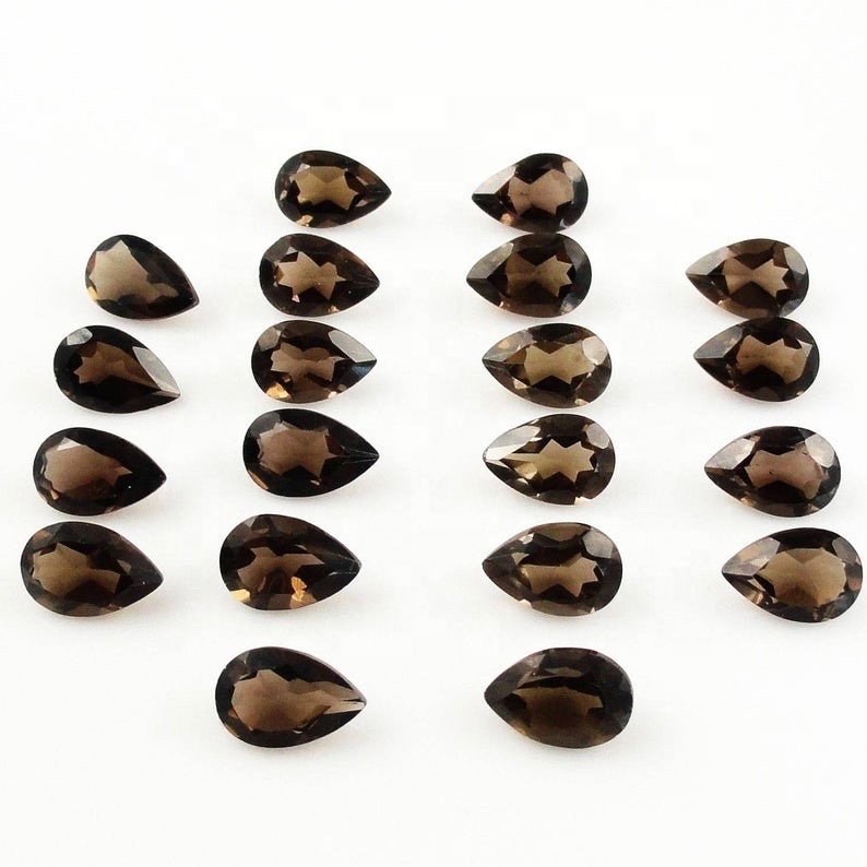7x10mm Smoky Quartz Faceted Pear Loose Gemstones