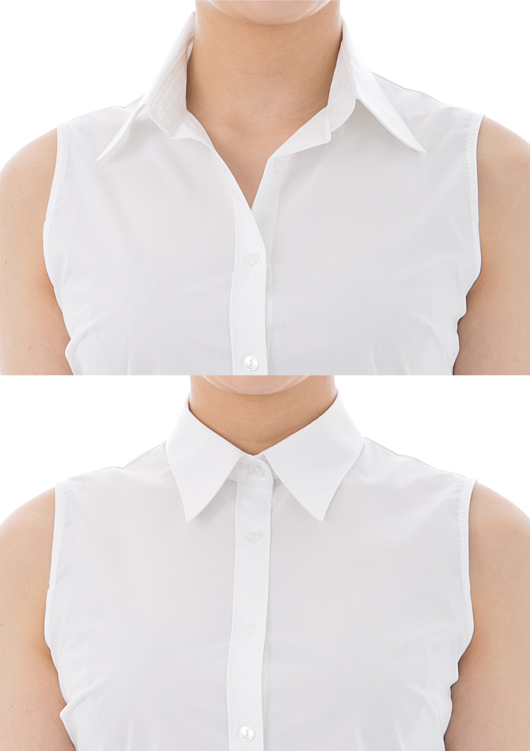 (Premium) Stretch Easy Care/ Bodysuit Shirt/ Sleeveless/ White
