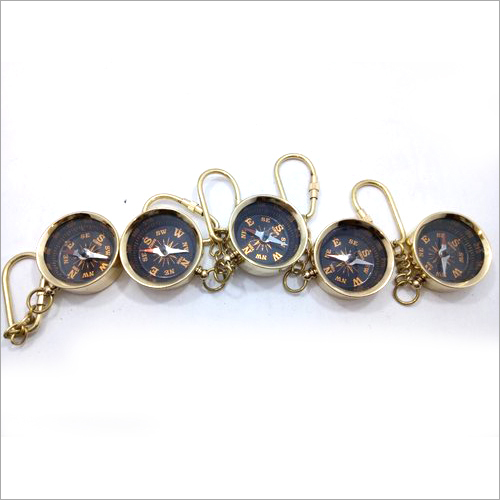 5 Pcs Solid Brass Compass Key Chain
