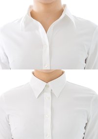 (Premium) Stretch Easy Care/ Bodysuit Shirt/ Long Sleeve/ White