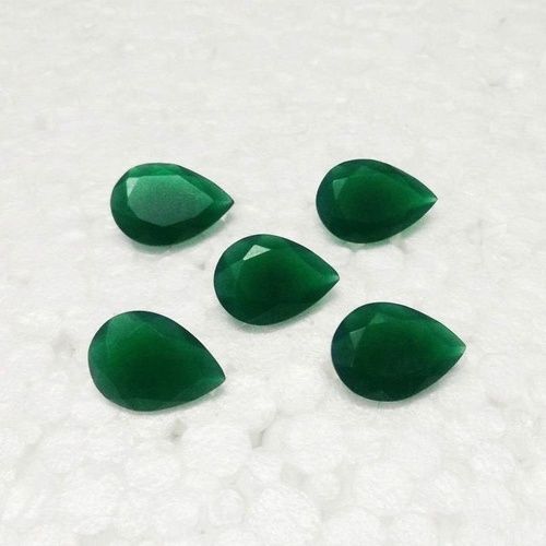 5x8mm Green Onyx Faceted Pear Loose Gemstones