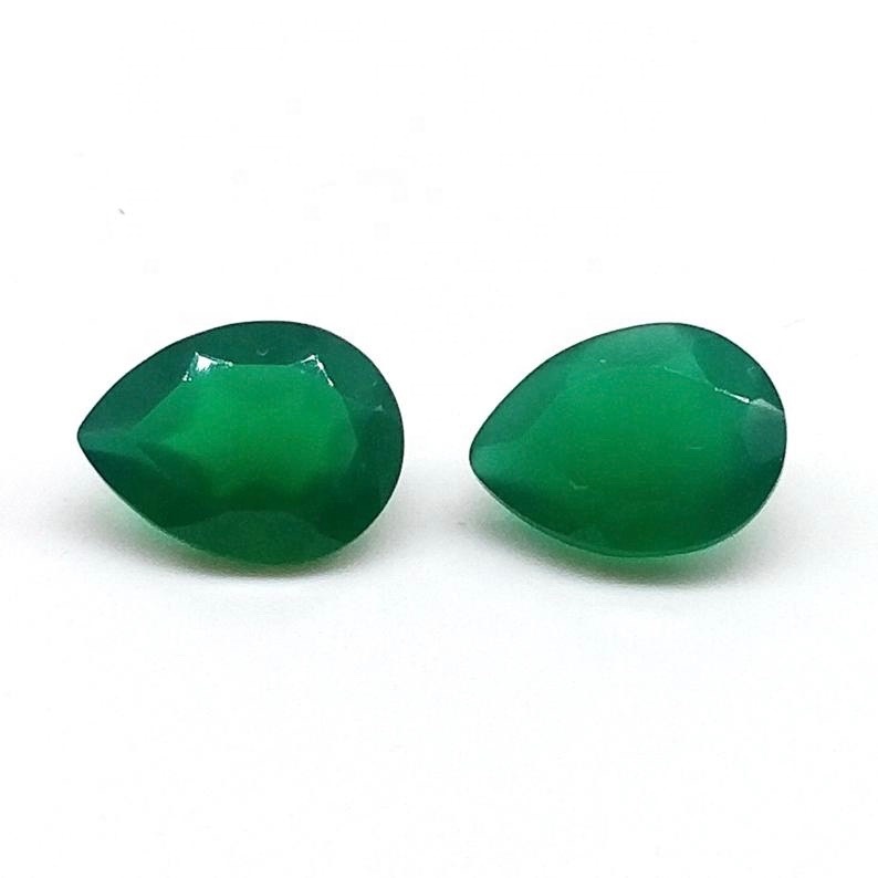 6x9mm Green Onyx Faceted Pear Loose Gemstones