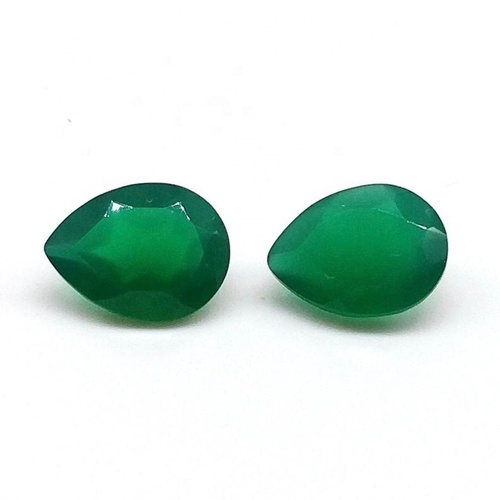 7x10mm Green Onyx Faceted Pear Loose Gemstones