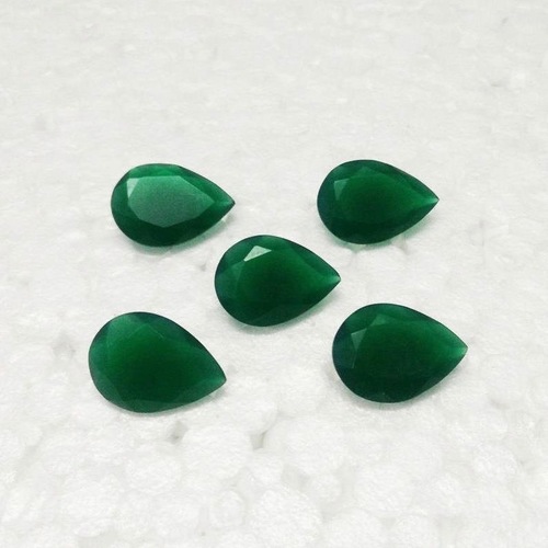 8x12mm Green Onyx Faceted Pear Loose Gemstones