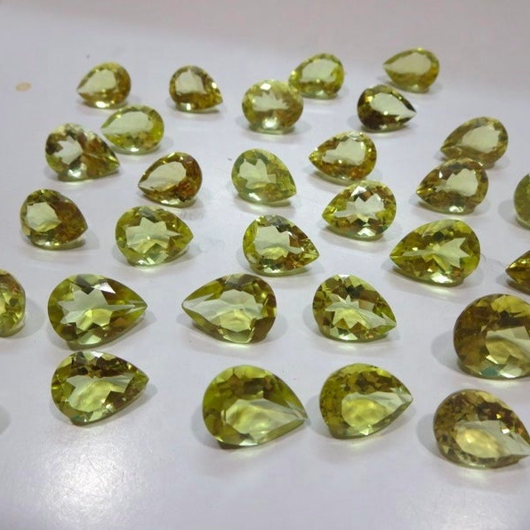 4x6mm Lemon Quartz Faceted Pear Loose Gemstones