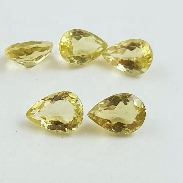 5x7mm Lemon Quartz Faceted Pear Loose Gemstones