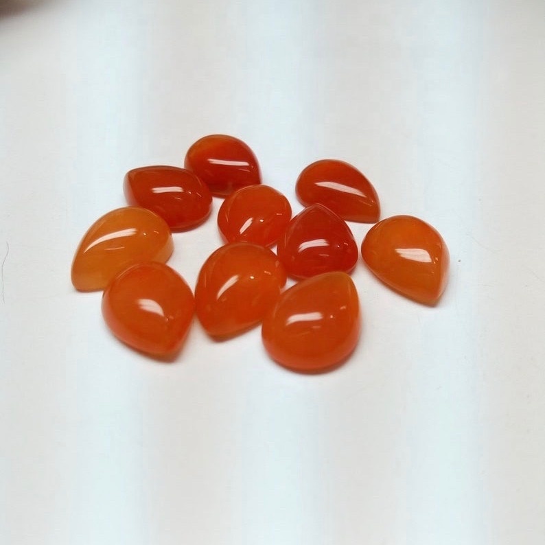 4x6mm Carnelian Pear Cabochon Loose Gemstones