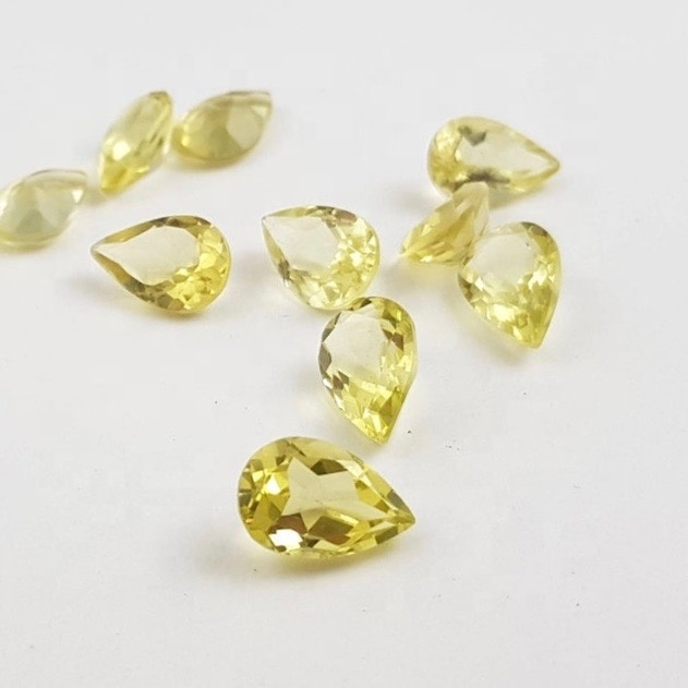 8x12mm Lemon Quartz Faceted Pear Loose Gemstones