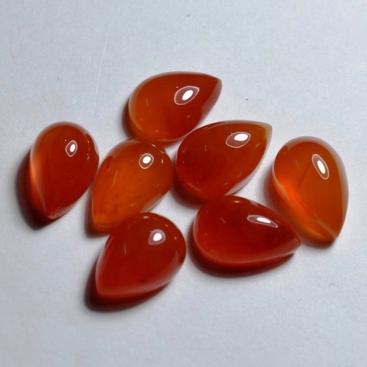 7x10mm Carnelian Pear Cabochon Loose Gemstones