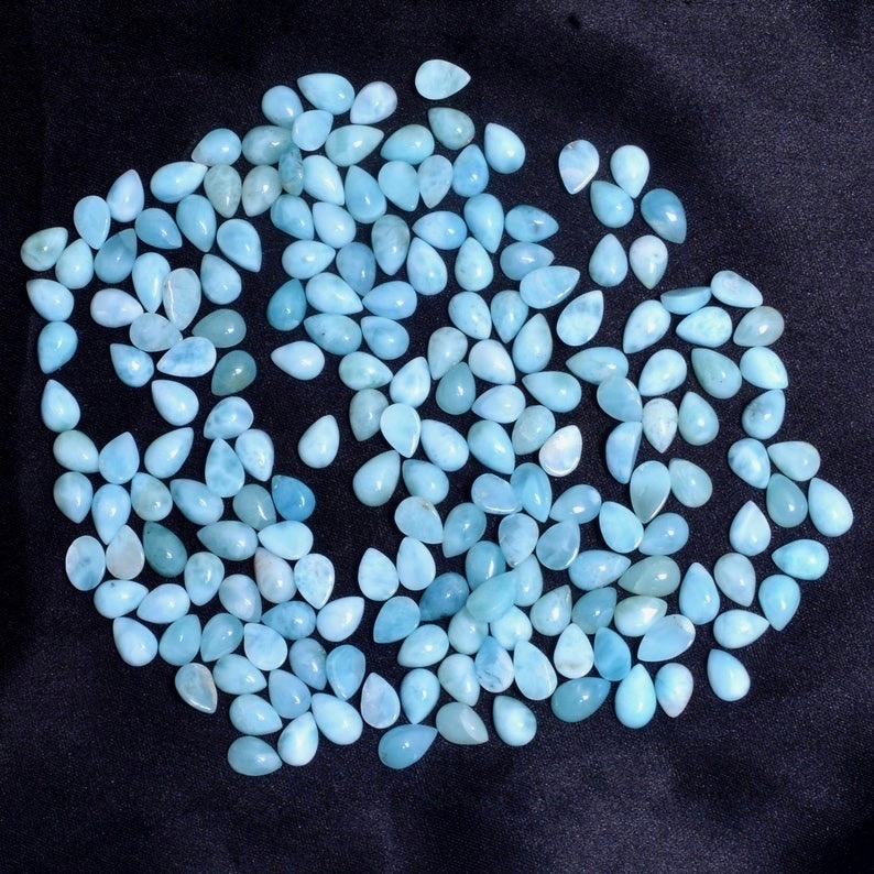 7x10mm Larimar Pear Cabochon Loose Gemstones