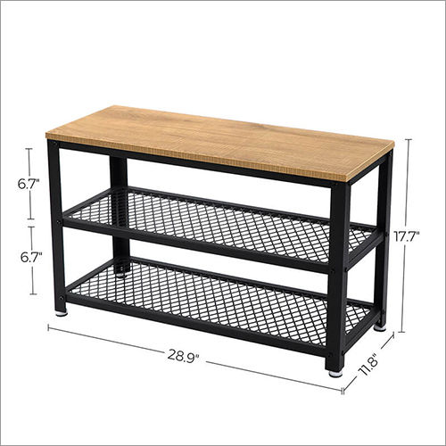 Powder Coated Wooden And Metal Shoe Rack