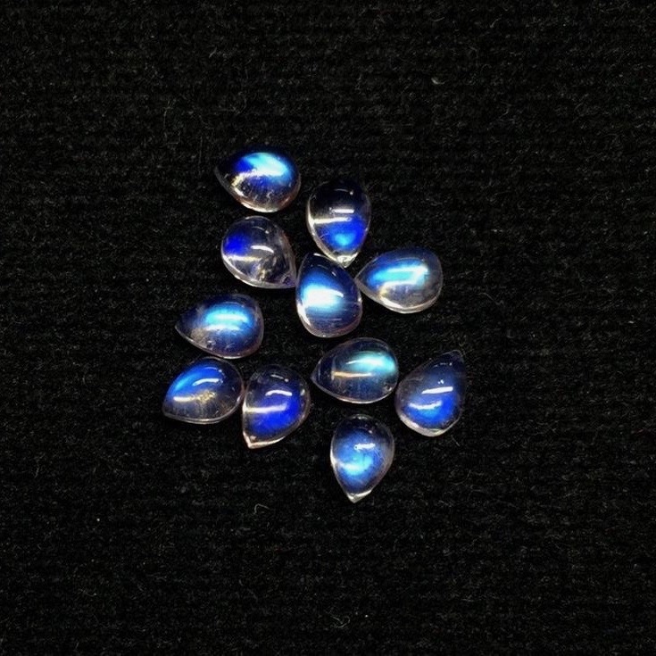 3x5mm Rainbow Moonstone Pear Cabochon Loose Gemstones