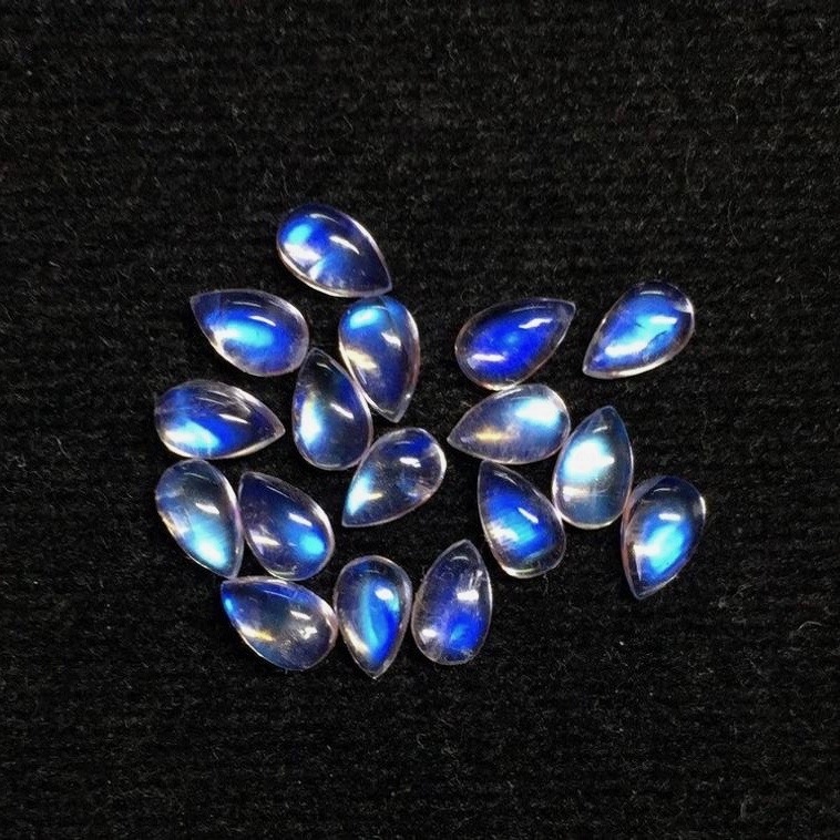 3x5mm Rainbow Moonstone Pear Cabochon Loose Gemstones