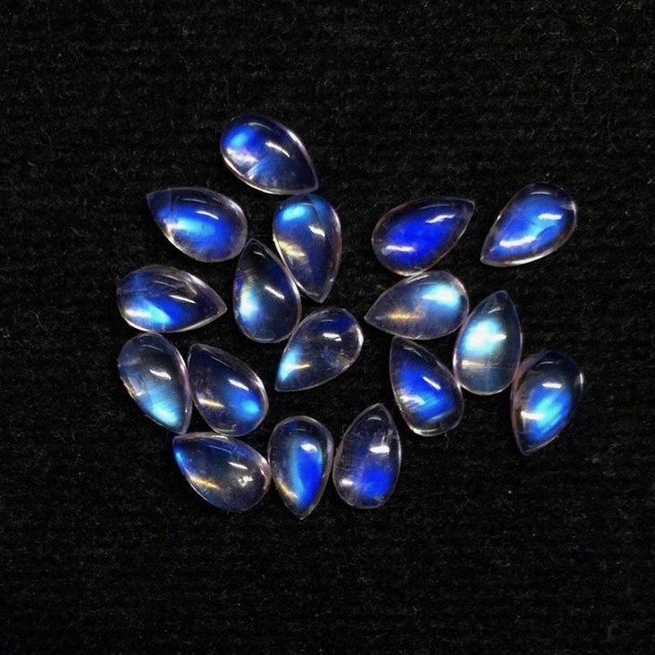 4x6mm Rainbow Moonstone Pear Cabochon Loose Gemstones