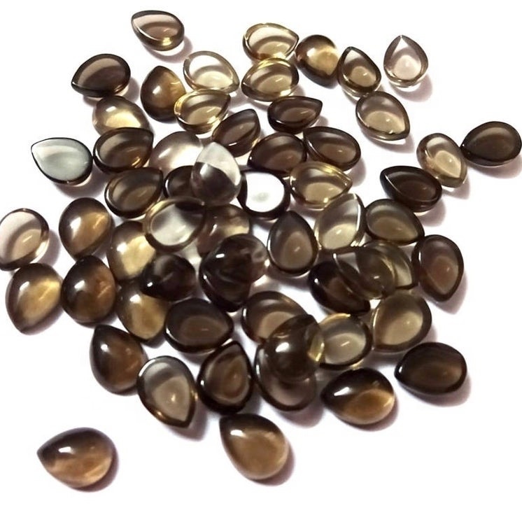 5x7mm Smoky Quartz Pear Cabochon Loose Gemstones