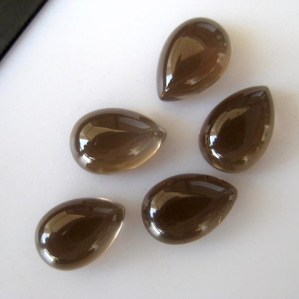 5x7mm Smoky Quartz Pear Cabochon Loose Gemstones