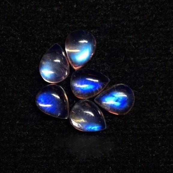 5x8mm Rainbow Moonstone Pear Cabochon Loose Gemstones