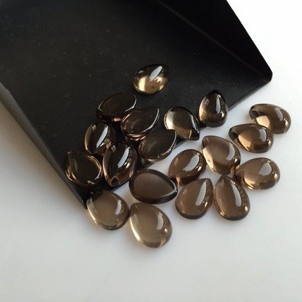 8x12mm Smoky Quartz Pear Cabochon Loose Gemstones