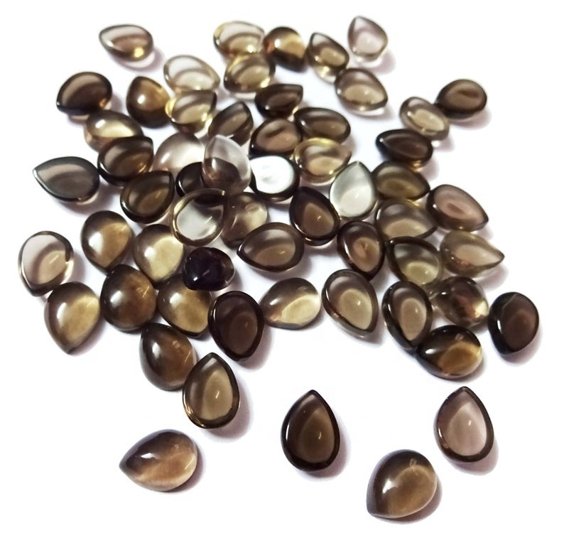 8x12mm Smoky Quartz Pear Cabochon Loose Gemstones