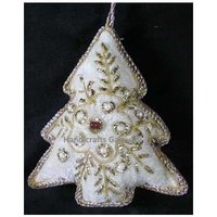Hand Embroidered Tree Christmas Hanging Ornament