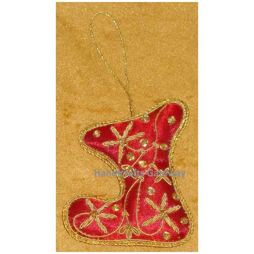 Red Hand Embroidery Christmas Stocking Ornaments
