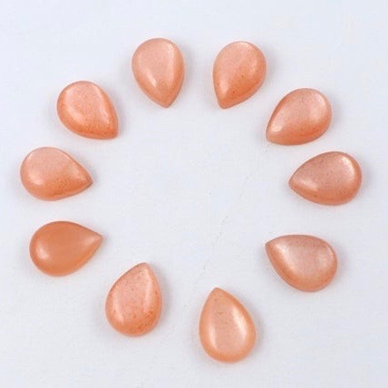 5x8mm Peach Moonstone Pear Cabochon Loose Gemstones