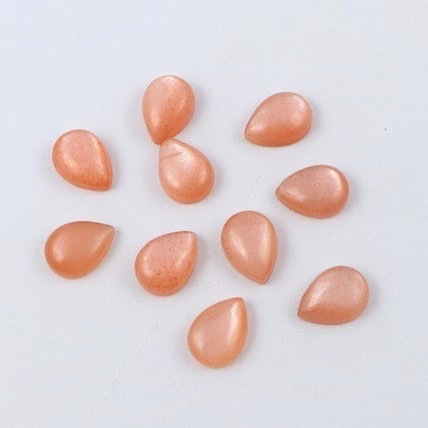 8x12mm Peach Moonstone Pear Cabochon Loose Gemstones