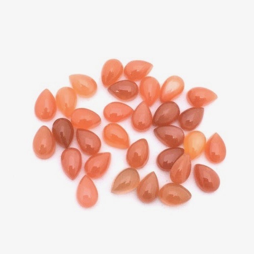 8x12mm Peach Moonstone Pear Cabochon Loose Gemstones