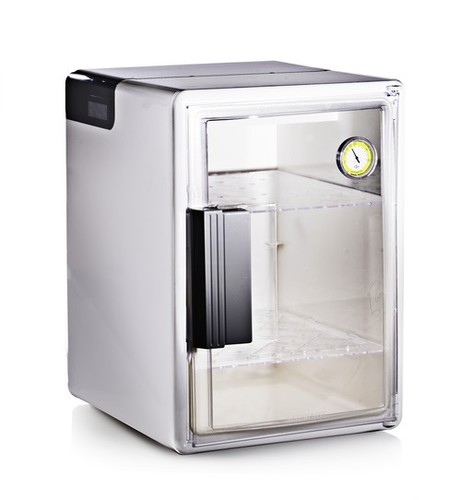 SP BELART H42061 Dry-Keeper Plus Auto-Desiccator Cabinet - White ABS, 1.2 cu. ft. Size, 120VAC Electronic Dehumidification, One-Handed Operation | Includes Perforated Shelves, Large Hygrometer, Stackable Design
