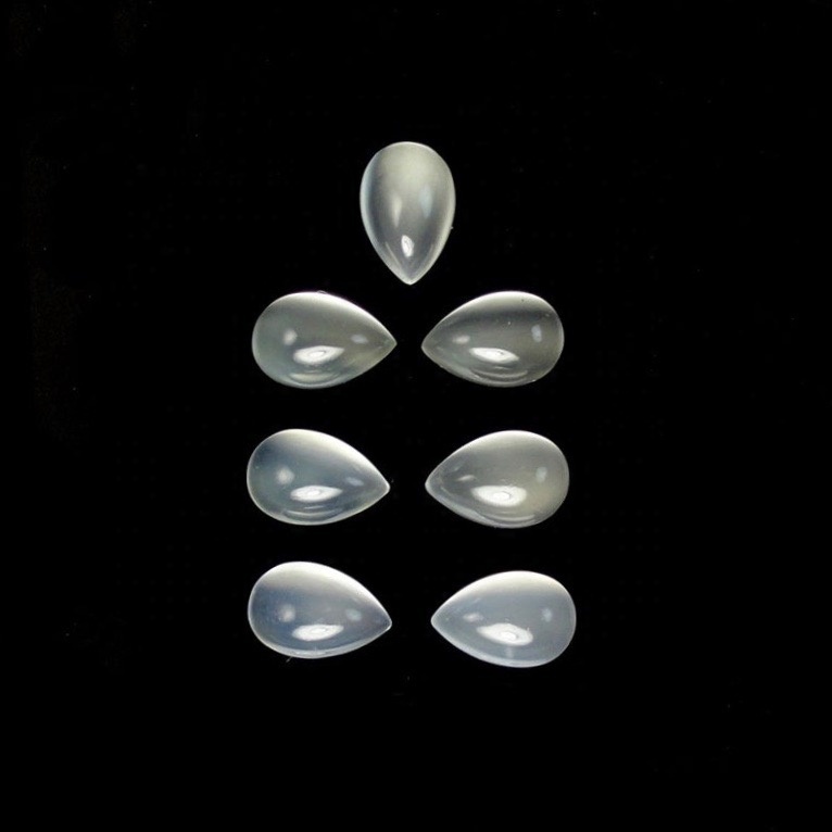 5x7mm White Moonstone Pear Cabochon Loose Gemstones